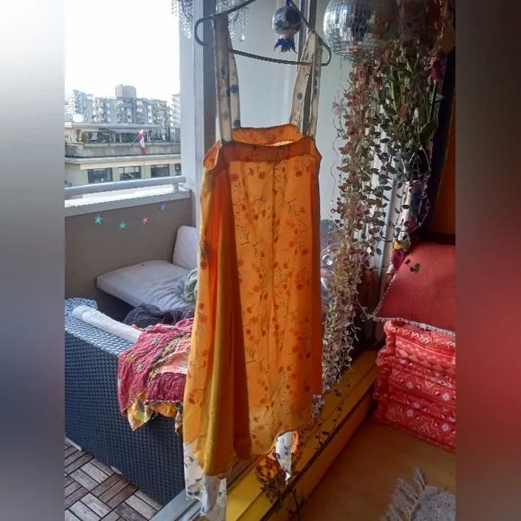 Zara Yellow Floral Handkerchief Hem Swing Dress - Picture 13 of 16